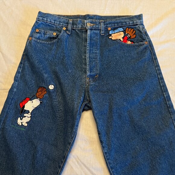 Too Cute Charlie Brown and Snoopy Baseball Denim Jeans Size Medium - Picture 3 of 10